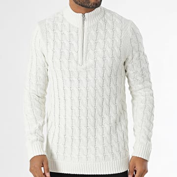 Only And Sons - Pull Col Zippé Kicker Life Beige Clair