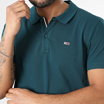 Tommy Jeans - Polo Manches Courtes Slim Placket 8312 Vert Bouteille