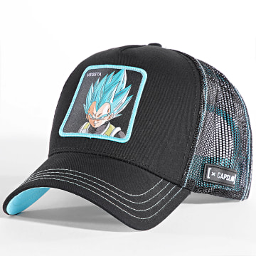 Capslab - Casquette Trucker Vegeta Noir Bleu Clair
