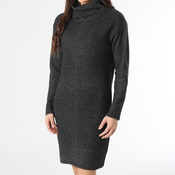 Deeluxe - Robe Pull Col Roulé Femme Cloelie V216W Gris Anthracite Chiné