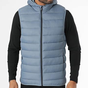 Kymaxx - Doudoune Sans Manches Capuche Bleu Clair