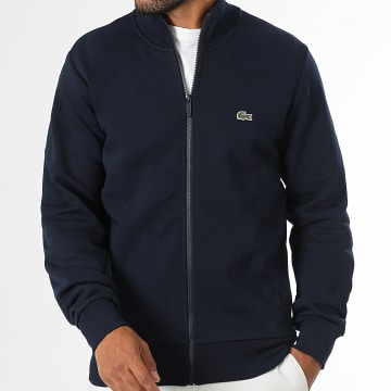 Lacoste - Veste Zippée Logo Brodé Crocodile Bleu Marine