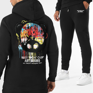 Teddy Yacht Club - Ensemble Sweat Capuche Et Pantalon Jogging Art Series Dripping Head Noir