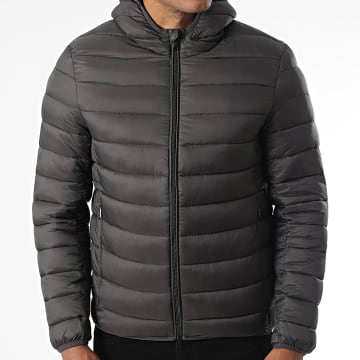 Kymaxx - Doudoune Capuche Gris Anthracite