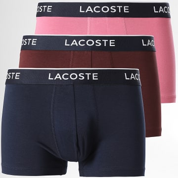 Lacoste - Lot De 3 Boxers Classic Rose Bordeaux Bleu Marine