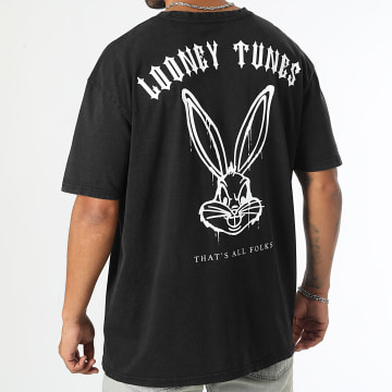 Looney Tunes - Tee Shirt Oversize Large Bugs Bunny WorldWide Washed Zwart Wit