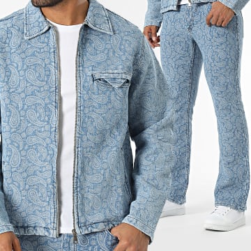 Ikao - Ensemble Veste Jean Zippée Et Jean Regular Bleu Denim