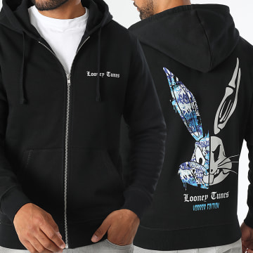 Looney Tunes - Bugs Bunny Horror Sweatshirt met capuchon en rits Reflecterend Zwart