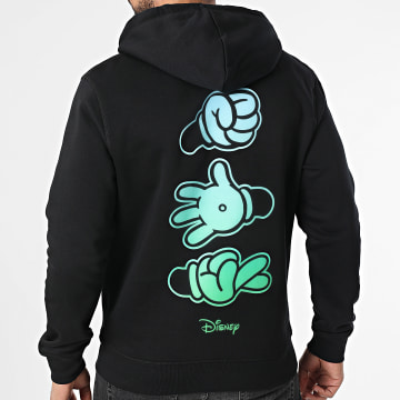 Disney - Felpa con cappuccio Hands Nero Azzurro Verde
