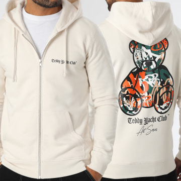 Teddy Yacht Club - Art Series Head Beige Hooded Zip Sweatshirt