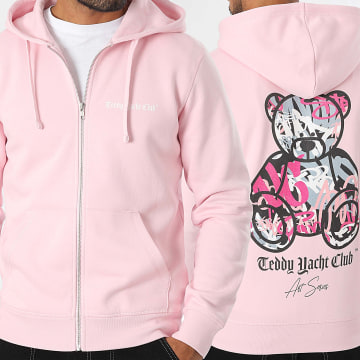 Teddy Yacht Club - Art Series Sudadera rosa con capucha y cremallera