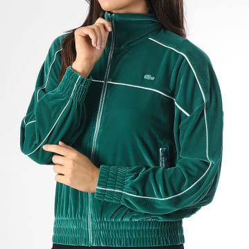 Lacoste - Veste Zippée Femme Oversized Fit Logo Brodé Crocodile Vert