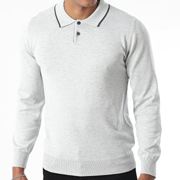 Frilivin - Polo-Shirt Langarm Grau Meliert