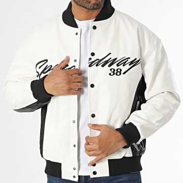 KZR - Chaqueta de polipiel blanca y negra