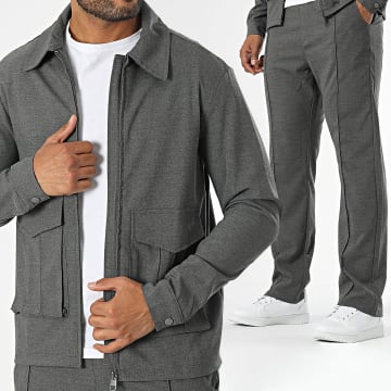 KZR - Ensemble Veste Zippée Et Pantalon Gris Anthracite