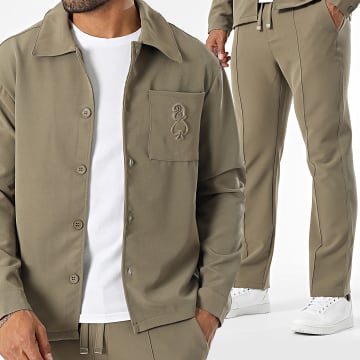 KZR - Ensemble Chemise Manches Longues Et Pantalon Beige Foncé