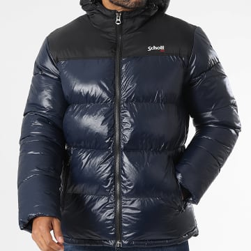 Schott NYC - Doudoune Capuche Union 2 Bleu Marine Noir
