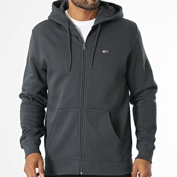 Tommy Jeans - Sweat Zippé Capuche Flag Zip 0743 Gris Anthracite