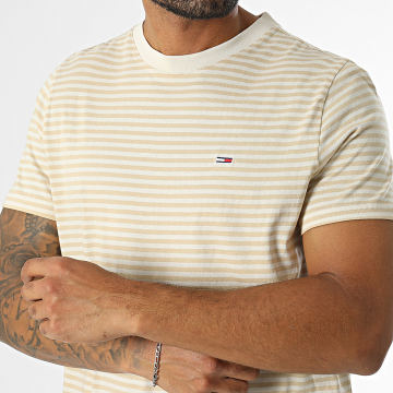 Tommy Jeans - Tee Shirt Slim A Rayures Entry Stripe 9723 Beige