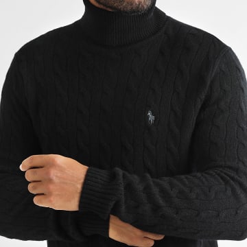 Polo Ralph Lauren - Originele Player Zwarte Sweater met Rol Hals