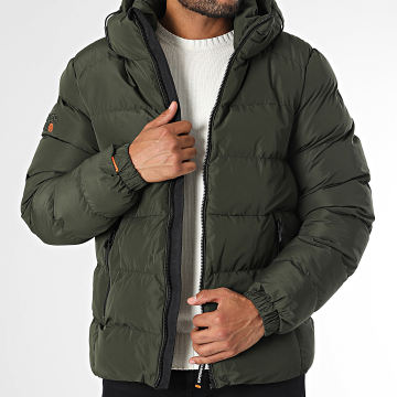 Superdry - Deportes Puffer con capucha Doudoune M5011905A Caqui Verde