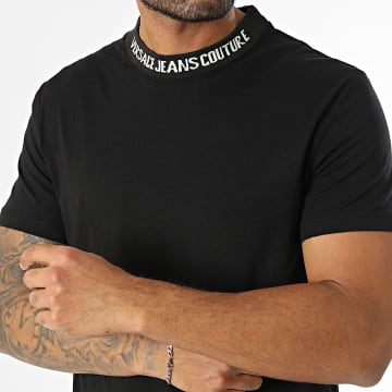 Versace Jeans Couture - Tee Shirt Slim Rib Logo 77GAH6S2 Noir