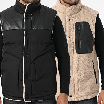 Classic Series - Doudoune Sans Manches Réversible Noir Beige