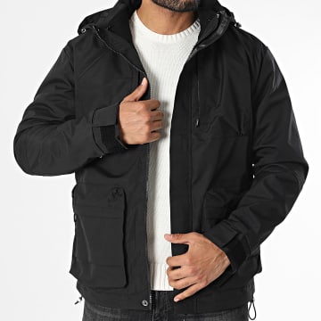 Classic Series - Parka negra con capucha y chaqueta polar