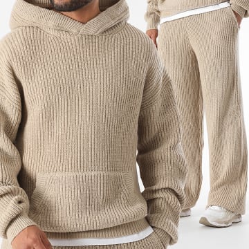 LBO - Ensemble Sweat Capuche Et Pantalon Jogging Mailles 1483 Beige
