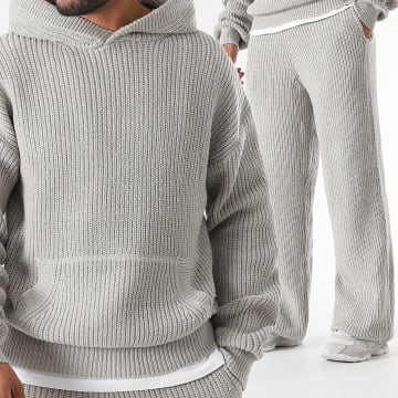 LBO - Ensemble Sweat Capuche Et Pantalon Jogging Mailles 1485 Gris Clair
