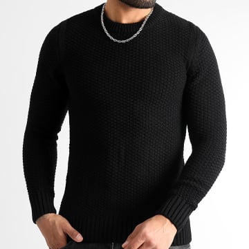 LBO - Pull Col Rond Grosses Mailles 0575 Noir
