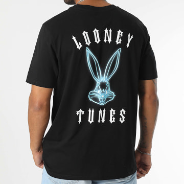 Looney Tunes - Tee Shirt Oversize Large Bugs Bunny Worldwide Back Neon Noir Bleu