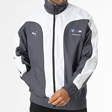 Puma - BMW Motorsport Archive 628096 Chaqueta con cremallera a rayas gris antracita y blanco