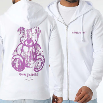 Teddy Yacht Club - Sudadera con capucha y cremallera Art Series Dripping Mono White Violet