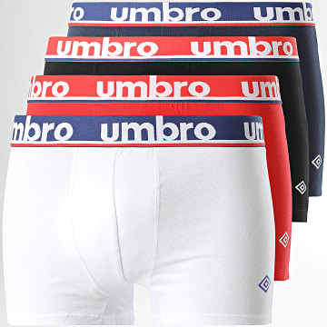 Umbro - Set di 4 boxer di classe neri, rossi, bianchi e marini