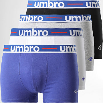 Umbro - Lot De 4 Boxers Class Noir Bleu Roi Blanc Gris Chiné