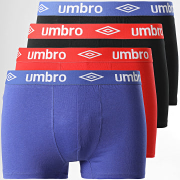 Umbro - Confezione da 4 boxer di classe rosso nero blu reale