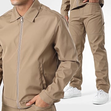 KZR - Ensemble Veste Zippée Et Pantalon Camel