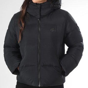 Lacoste - Doudoune Femme Big Logo Crocodile Noir