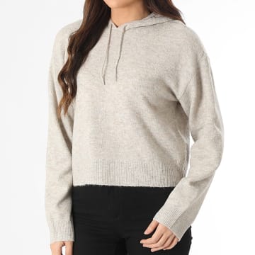 Only - Pull Capuche Femme Rue Beige