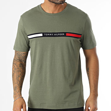 Tommy Hilfiger - Tee Shirt Chest Insert 6498 Vert Kaki