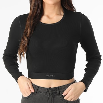 Calvin Klein - Tee Shirt Crop Manches Longues Femme Crop Crew QS7217E Noir