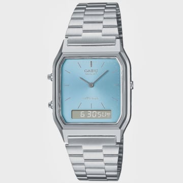 Casio - Montre Vintage AQ-230A-2A1MQYES Argenté Bleu Clair
