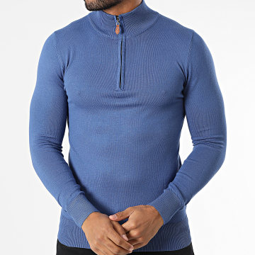 Classic Series - Pull Col Zippé Bleu Roi