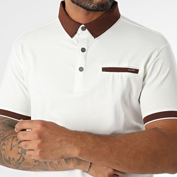 Deeluxe - Polo Manches Courtes Eagle Blanc Marron