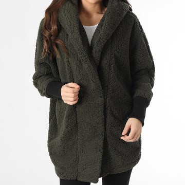 Classic Series - Abrigo de piel con capucha para mujer Cuddle Coatigan Verde caqui
