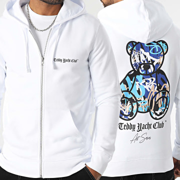 Teddy Yacht Club - Art Series Sudadera azul con capucha y cremallera Blanco