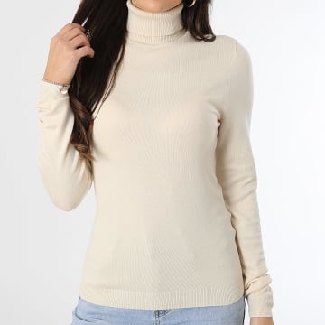 Vero Moda - Pull Col Roulé Femme Glory Beige