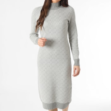 Vero Moda - Robe Pull Col Montant Femme Aria Blanc Gris
