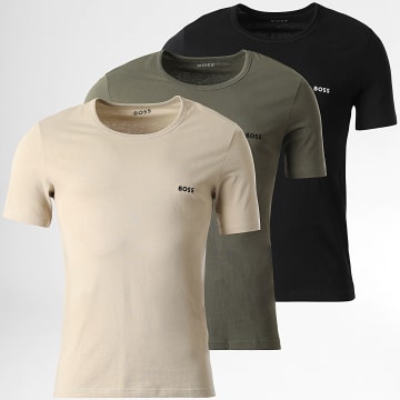 BOSS - Lot De 3 Tee Shirts 50517858 Noir Beige Vert Kaki